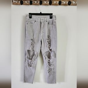 AMERICAN EAGLE Distressed Mom Jean Womens Size 6 Gray